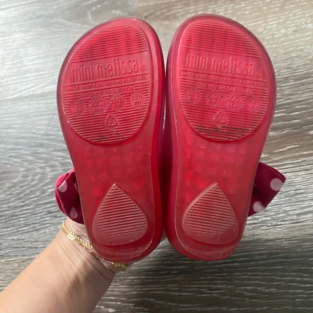 Mini Melissa Girls Red Bow Jelly Dress Shoes